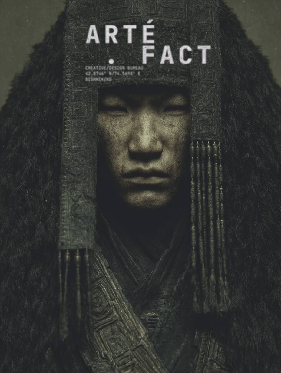 ARTÉ.FACT poster — khan portrait in engraved headdress, AI