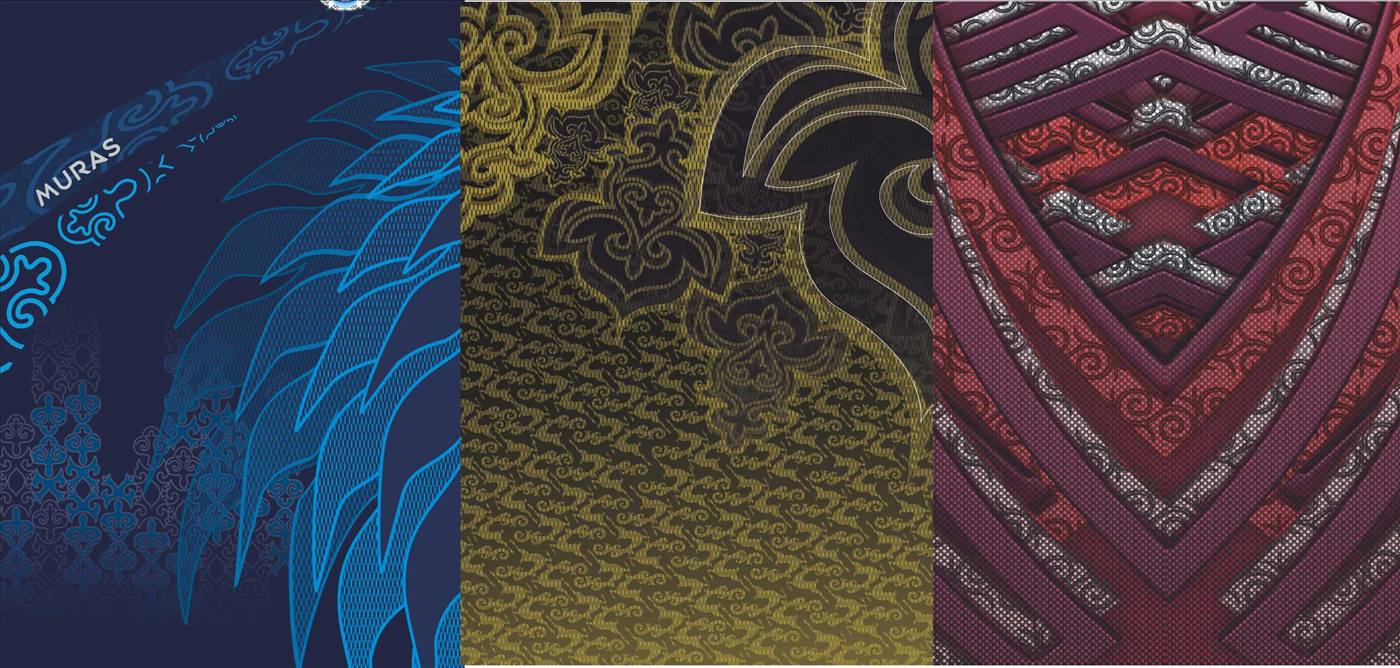 Singlet print designs — MURAS wing, gold ornament, red chevron